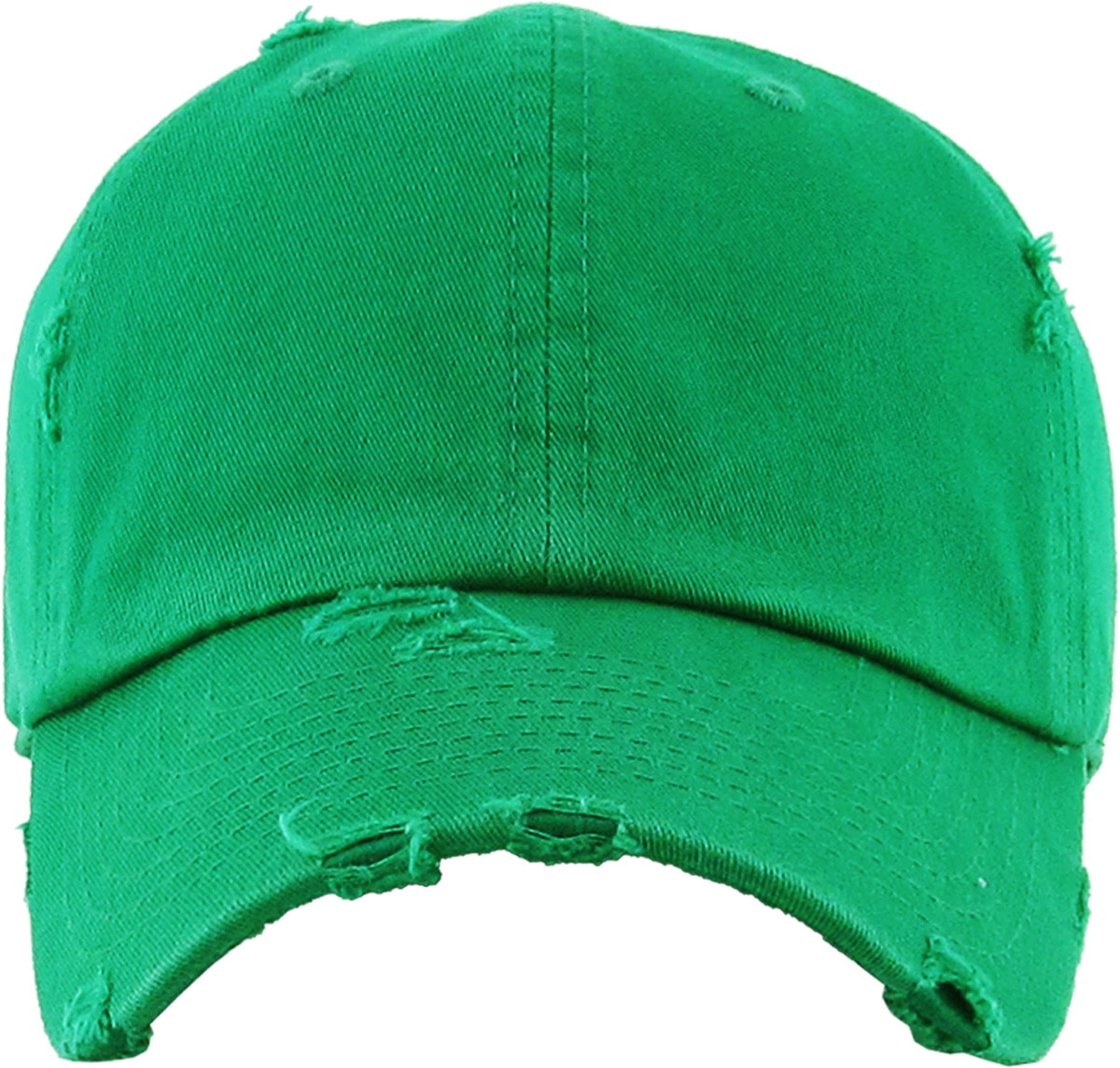 Kelly Green Distressed Vintage Baseball Cap Front View